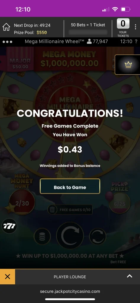 jackpot city casino win