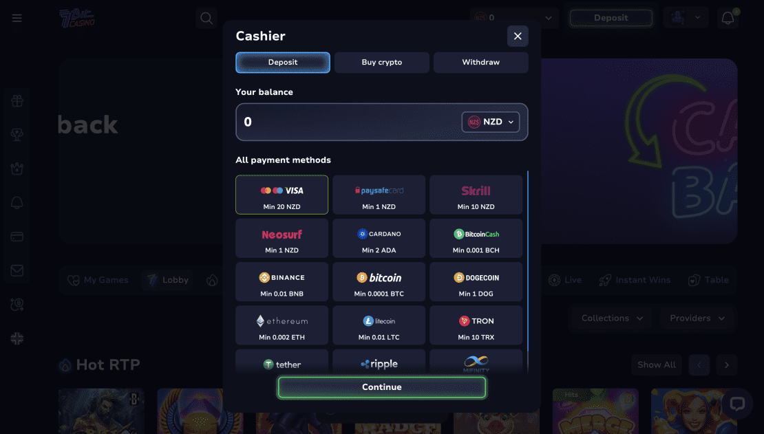 7bit casino deposit methods available