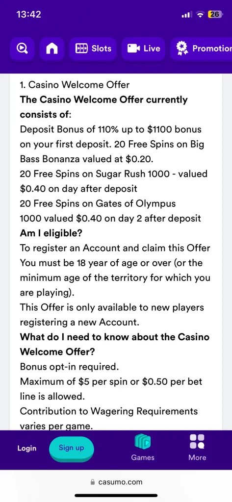 casumo casino bonus