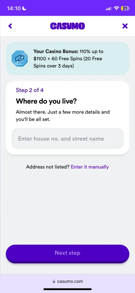 casumo casino registration