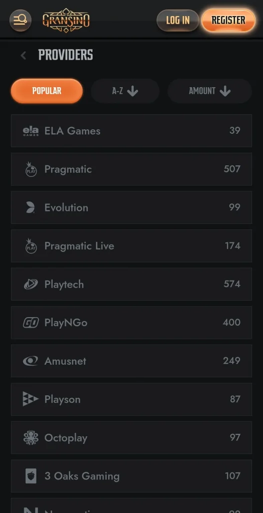 gransino casino providers
