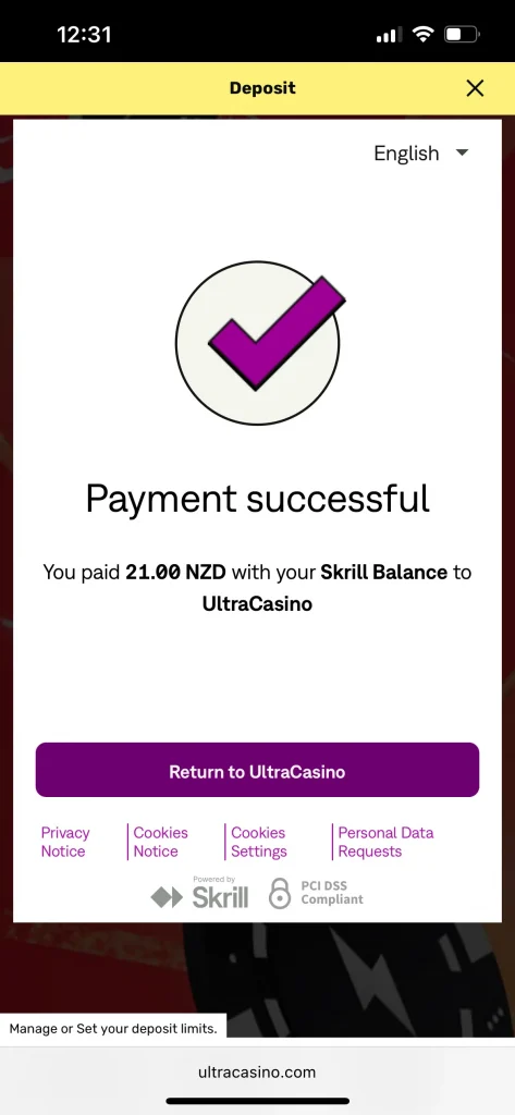 UltraCasino payment