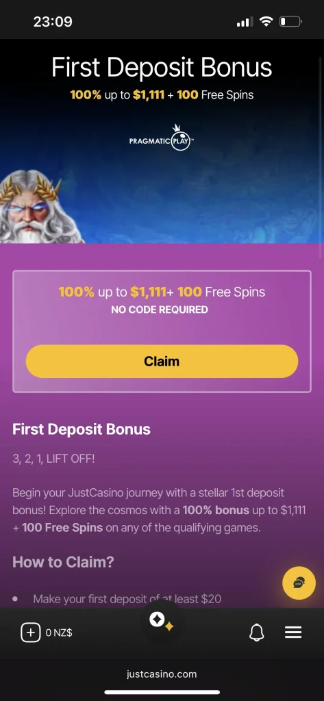 Just Casino Bonus