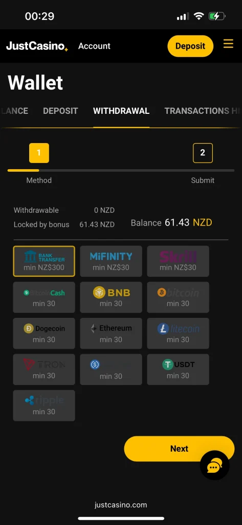 Just Casino Withdrawal