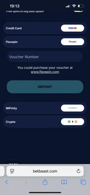 BetBeast Casino deposit